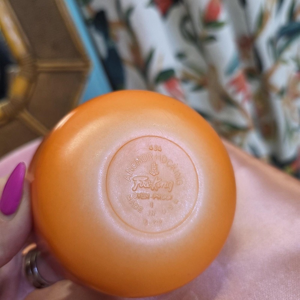 Vintage Anchor Hocking Fire-King Small Orange Bowl Milk Glass Set Of 3 - Picture 3 of 12